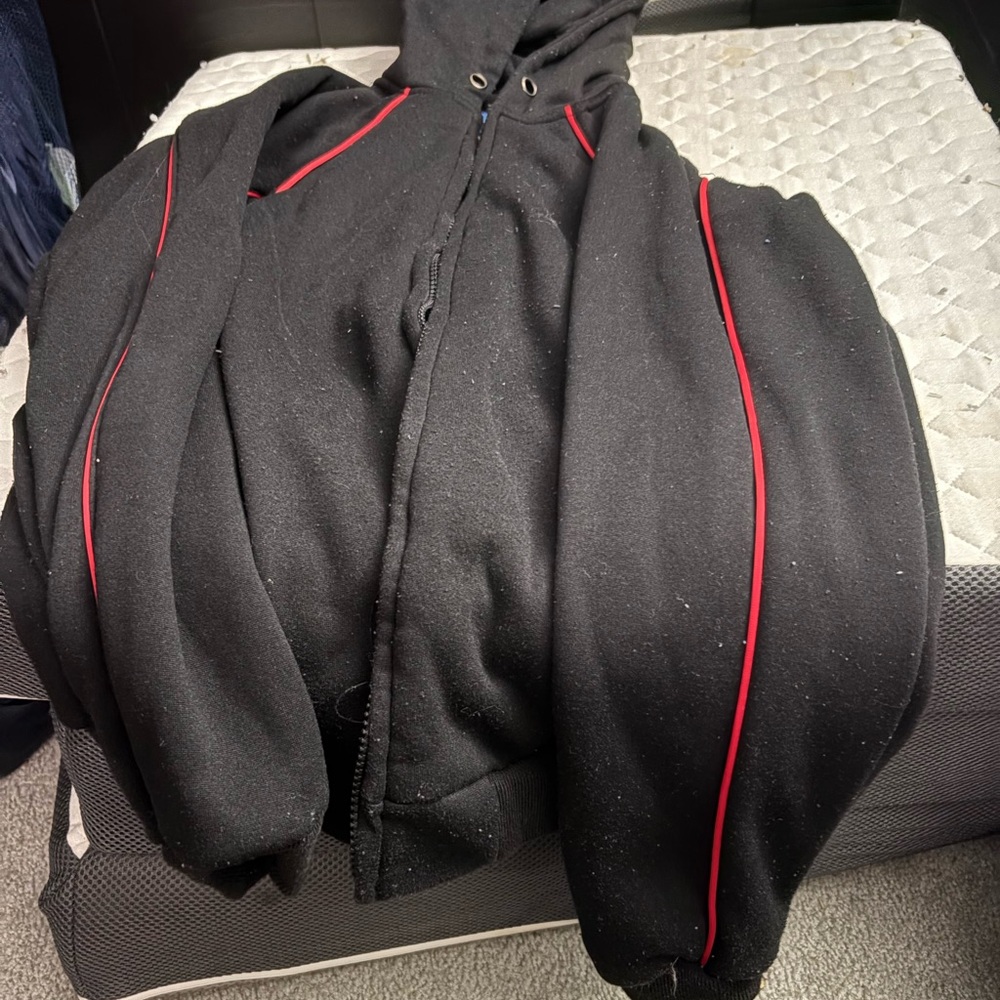 Black Hoodie with Red Accents